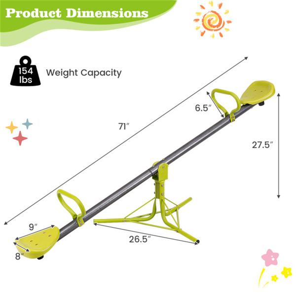 Kids Rotating Seesaw 70.9"x26.4"x27.6", Plastic & Iron Pipe Construction 154LBS Combined Weight