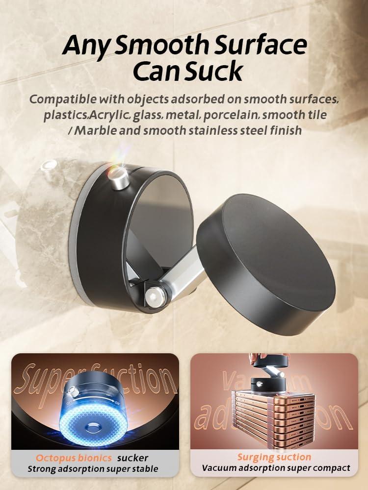 Upgraded Vacuum Magnetic Suction Phone Holder,Strong Suction Cup Phone Mount,Foldable&Retractable Car Phone Holder,Hands-Free Magnetic Phone Holder for Car, Mirror, Gym, Smooth Surfaces