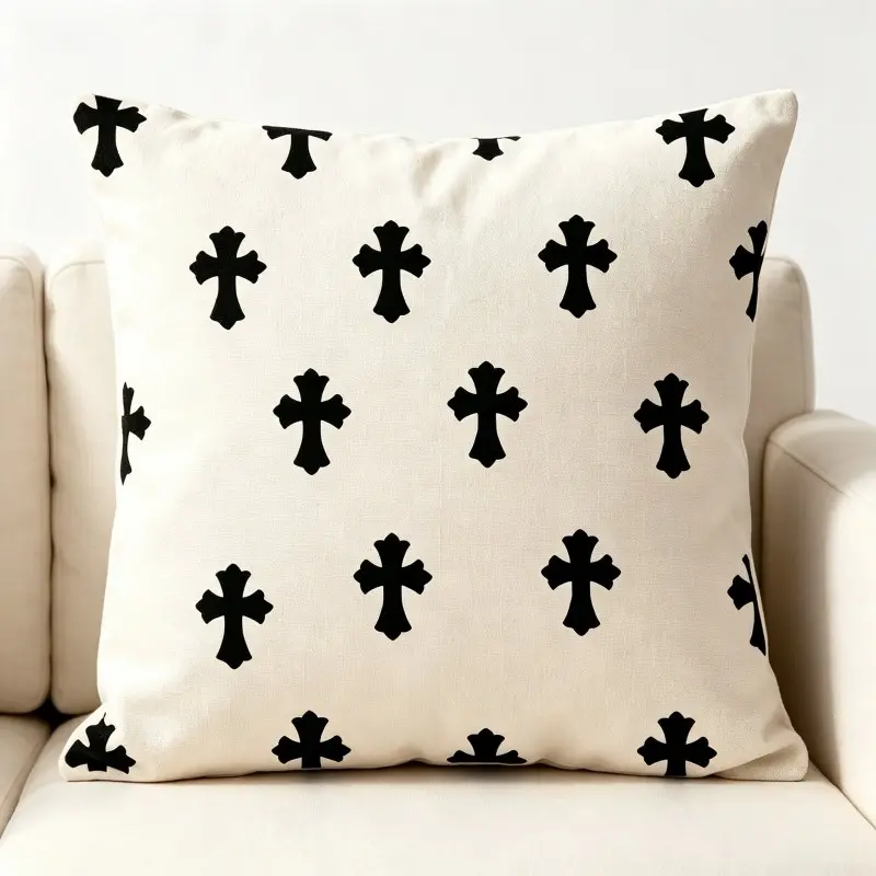 18x18 Inch Gothic Cross Throw Pillow Cover, Soft Short Plush Double Sided Printed Cushion Case, Hidden Zipper Pillowcase for Sofa Bedroom Home Decor, Bedroom Decorative Accessories (No Filler Included)