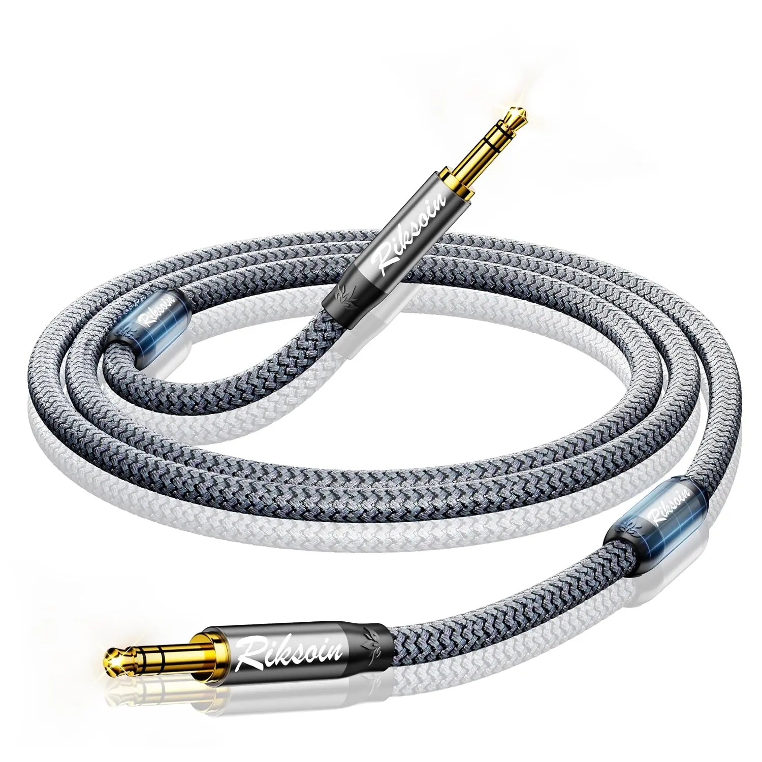Aux Cord-3.5mm Male to Male Aux Cable with Magnetic Ring Supports[Hi-Fi,Shielded] 1/8 Inch Nylon Braided Auxiliary Audio Cable for Headphones,Car,Home Stereos,Speaker and More -2FT