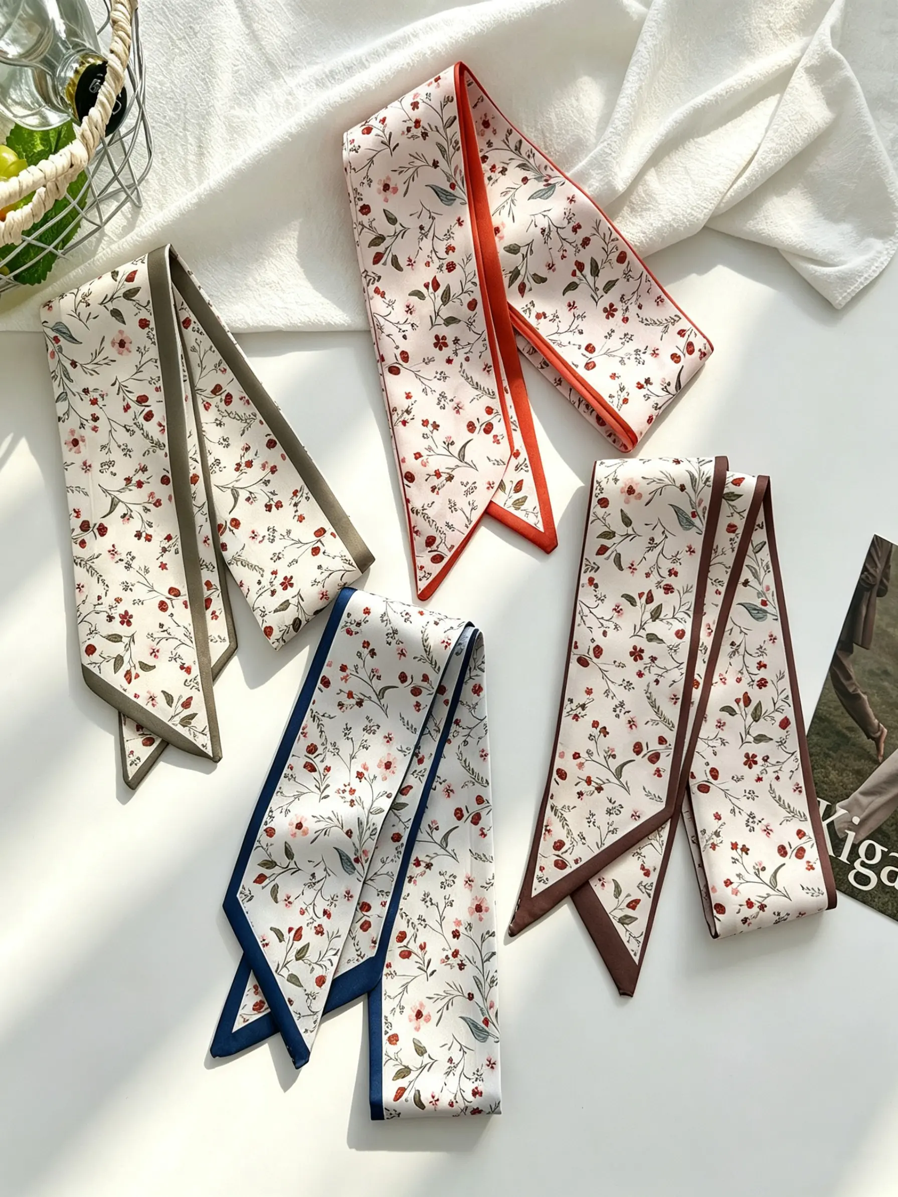 4 Pcs / 1 Set Hair Accessories Set, Floral Ribbon Headbands, Versatile Scarf Style, Perfect for Daily Wear & Parties, Women & Girls
