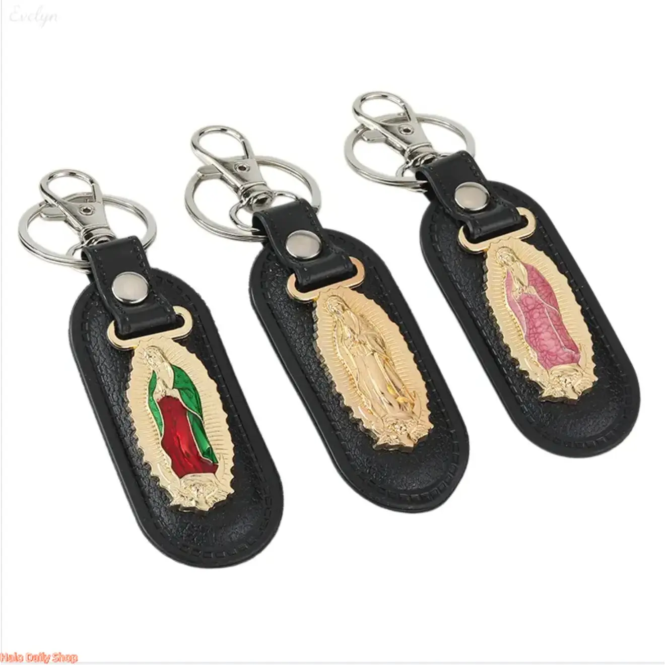 3pcs Devotional Keychain Set, Cute Faux Leather Our Lady of Guadalupe Charms, Collectibles with Detailed Enamel Finish and Secure Clasp, Detailed Enamel Finishes, One-Size Keychains