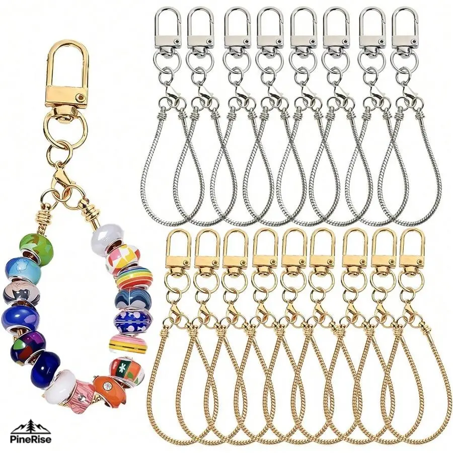 Women's 20-Piece Blank Bead Keychain DIY Kit with Bead Base, Indoor Leisure Handmade Craft Accessory, Wedding Gift Ideas, Fashion Hanging Keyring for Party Birthday Gifting
