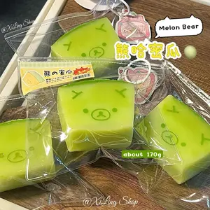 1Pc Soft Taba Squishy toy with Butter texture - Sweet Melon Bear shaped to relieve stress - Food grade silicone