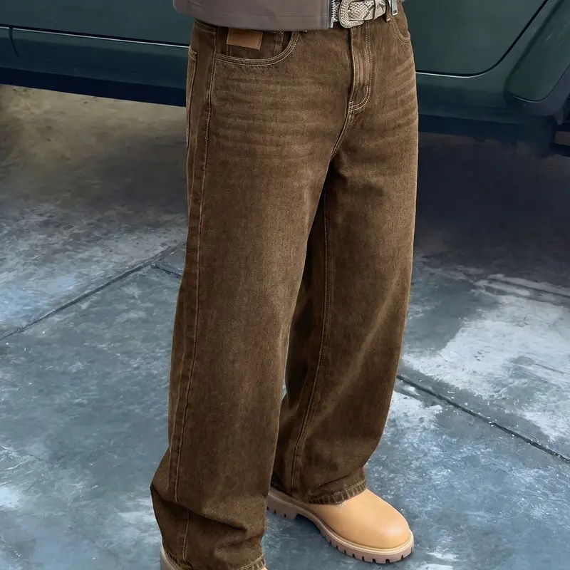 Vintage Commuter Jeans for Men, Autumn & Winter Casual Retro High-End Washed Plain Long Pants