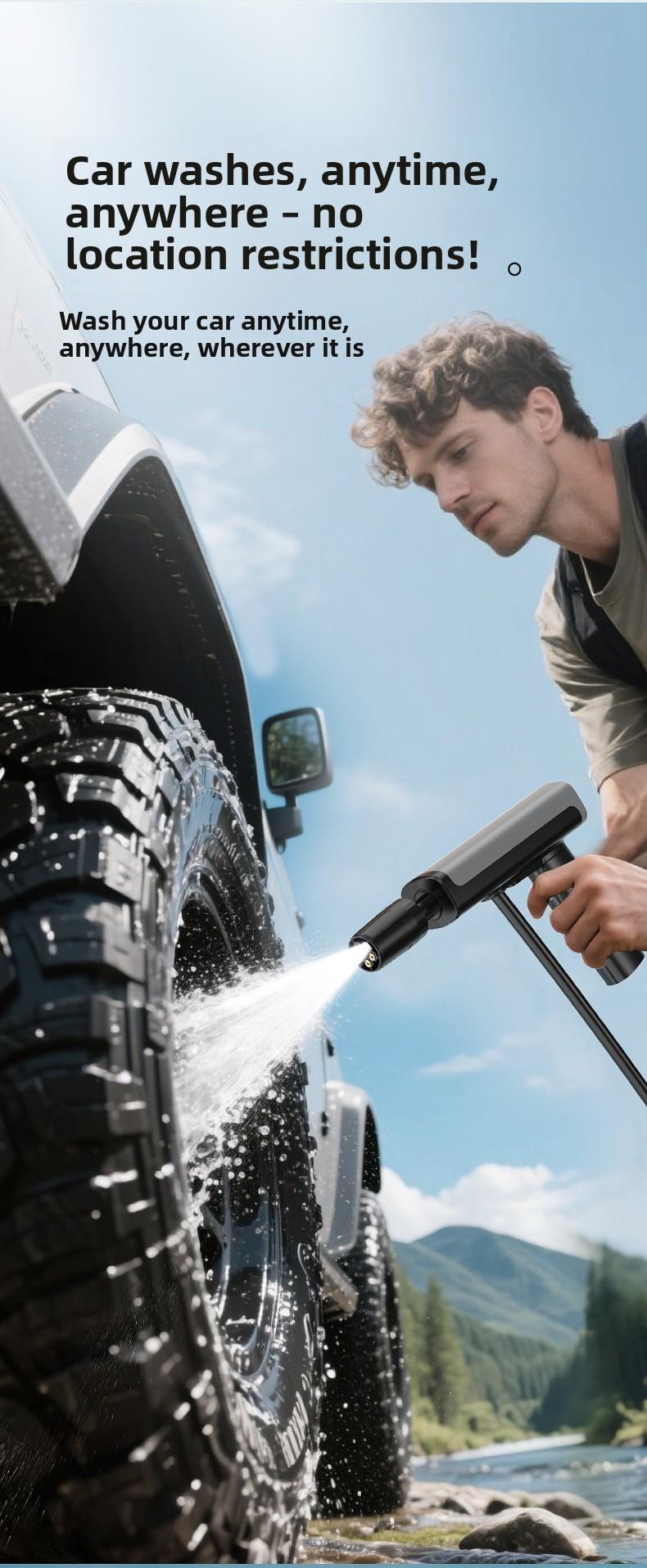 Cordless High Pressure Car Wash Gun, Foldable Portable High Power Washer, Rechargeable Lithium Battery Automatic Cleaning Gun