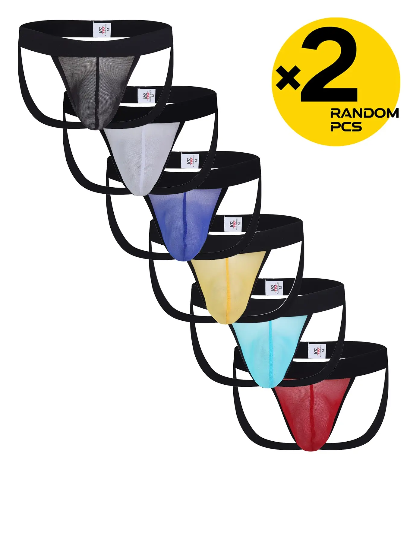 2/3/4 Pack Men See Through Sheer Mesh Jockstrap Thongs, Random Assorted Color Breathable Hollow Out Underwear, Elastic Wide Waistband Sexy Low Rise Men Underpants