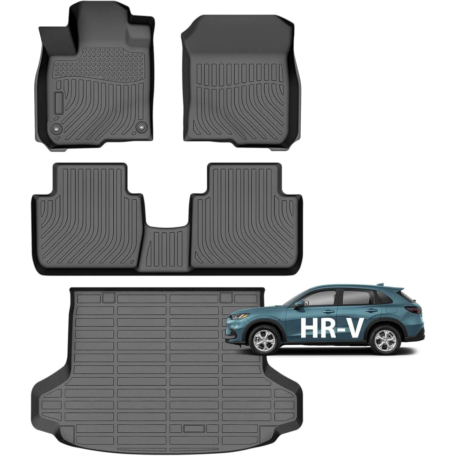 Floor Mats & Cargo Liner for 2023-2026 Honda HRV (Include Hybrid)| 2025 2026 Acura ADX, Custom Fit TPE Mats Accessories for HR-V All Weather Protection Waterproof Anti-Slip Liners 1st 2nd & Trunk Mat