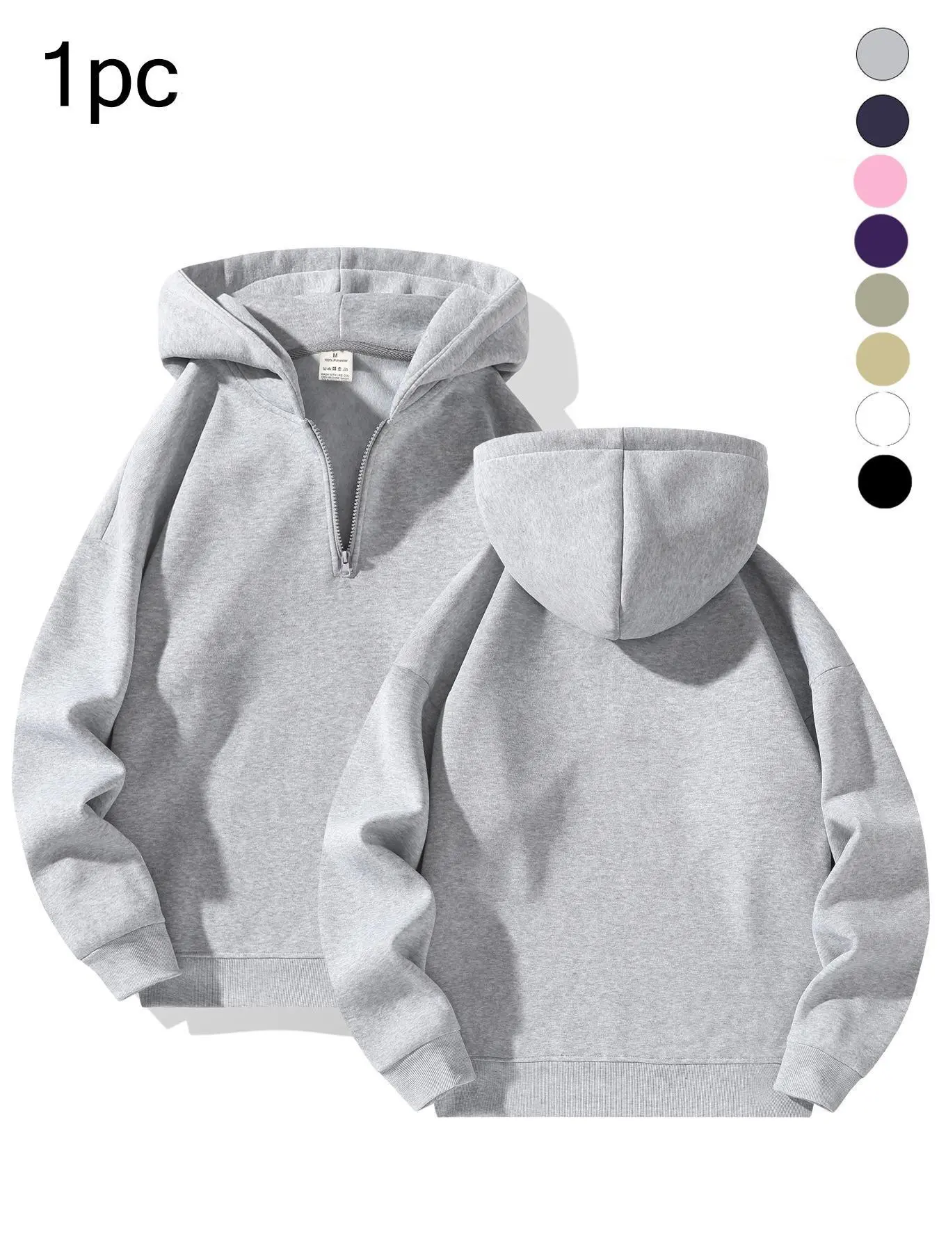 Men's Plain Half Zip Drop Shoulder Essentials Hoodie, Regular Fit Casual Long Sleeve Hooded Sweatshirt for Fall & Winter, Men's Clothes for Daily Wear