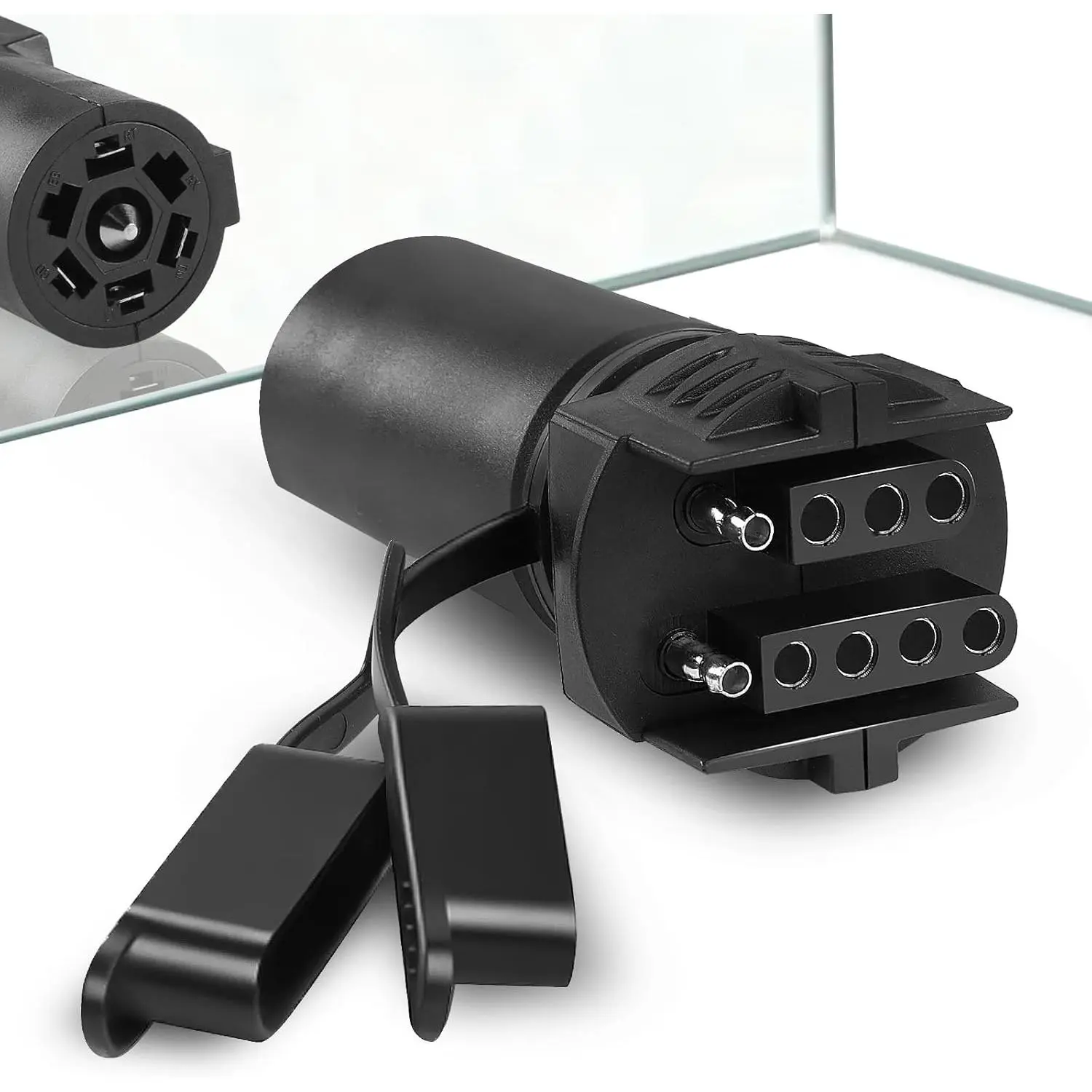 7 to 4 & 5 Pin Trailer Light Adapter,Convenient 2-in-1 Design Trailer Plug Adapter, Upgraded Weatherproof 7 Way to 4 Way & 5Way Trailer Connector, for RV Truck Utility Tow Hitch Boat