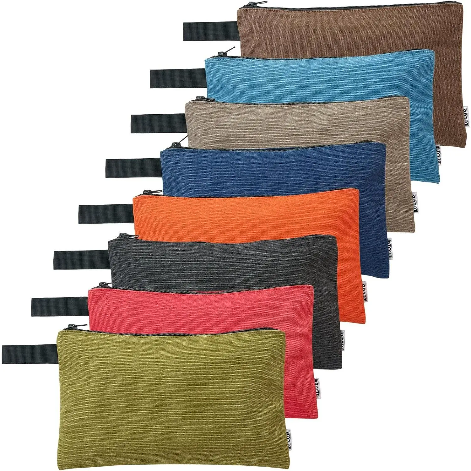 8 Pack Canvas Tool Pouch with Zipper,Upgrade 16 oz Heavy Duty Small Tool Bag,Multipurpose Organizer Utility Tool Bag, Tools,Office Supplies,Cosmetics,Stationary