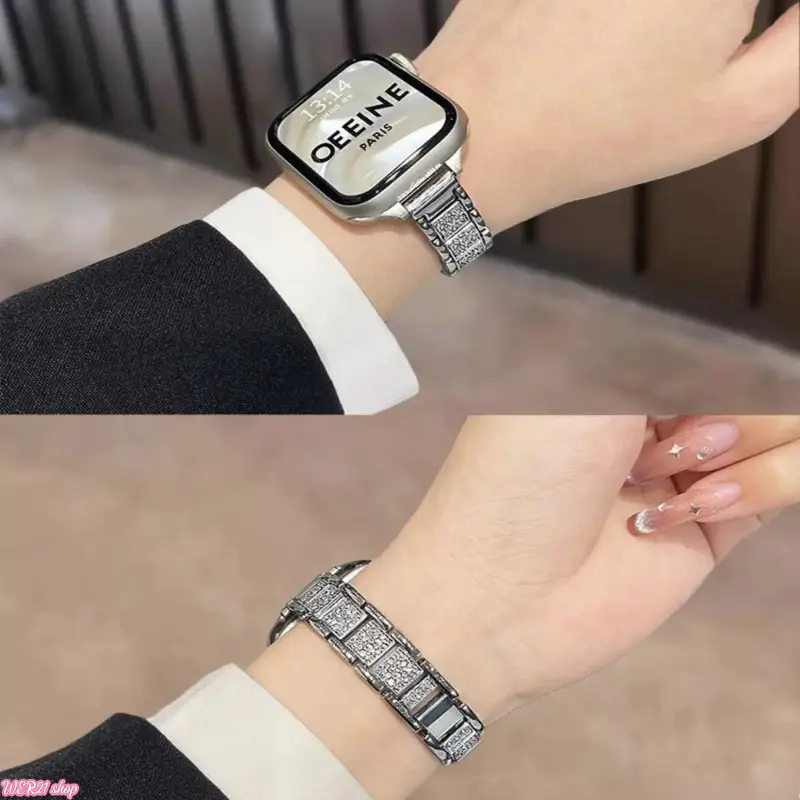 2026Three Bead Starry Sky Rhinestone Metal Watch Band, Shiny Inlaid Diamond Link Strap, Delicate Luxury Design Compatible with Apple Watch S10 And S11 for Daily Fashion And Party Occasions Wearable Tech Accessories Wearable Chic Wristband