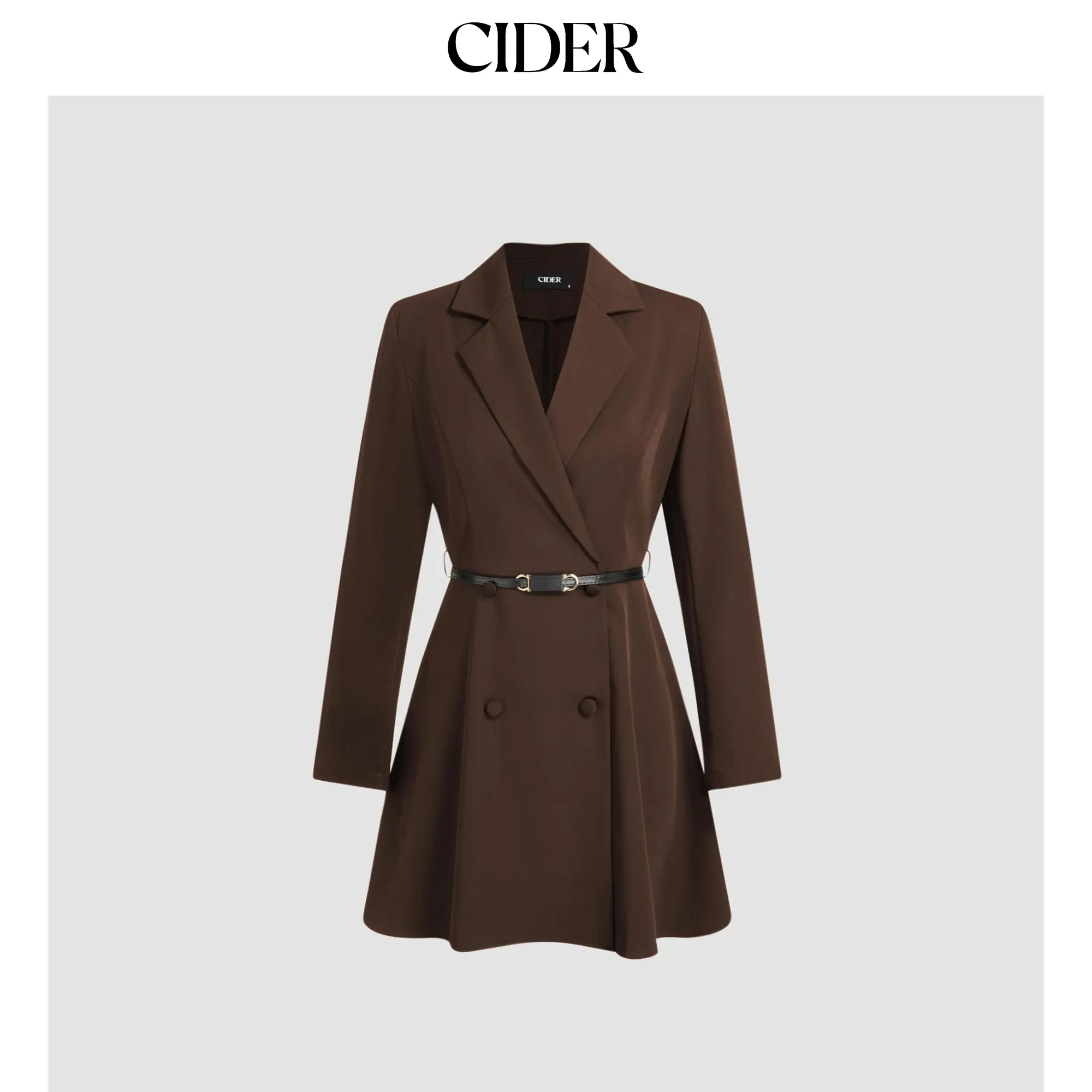 Cider Notched Collar V-neck Mini Blazer Dress With Belt