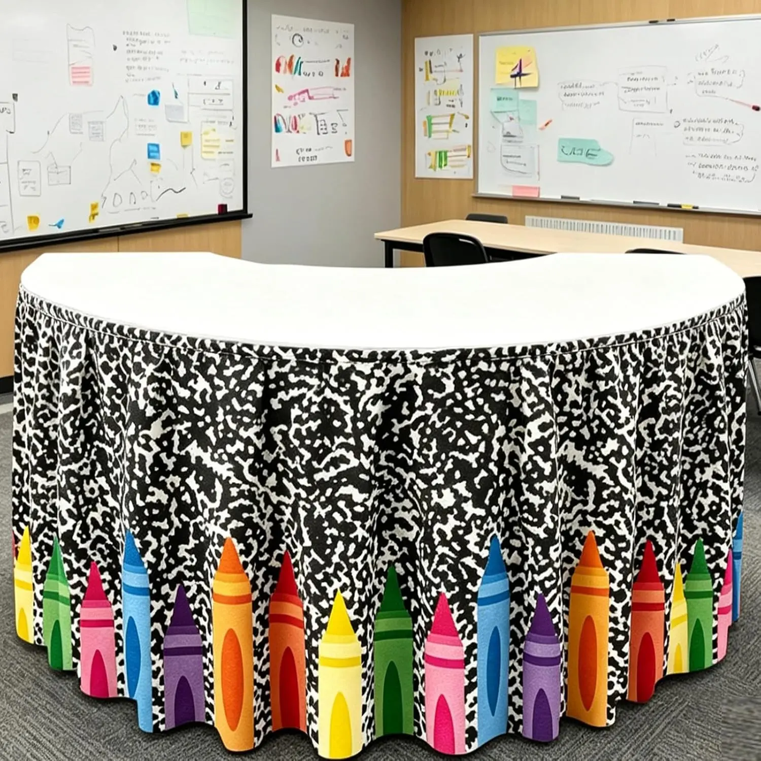 1pc Wax Paper Tablecloth Back-To-School Essay Tablecloth, Welcome Back Party Decoration, Teacher Office Curtain, Classroom Decor, Office Use