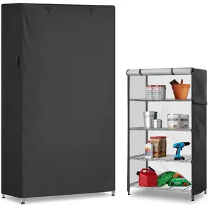 Storage Shelf Cover,Outdoor Heavy Duty 600D 48''W x 18''D x 72''H Dustproof Waterproof Shelf Covers for Wire Shelving,Storage Rack Cover with Zipper