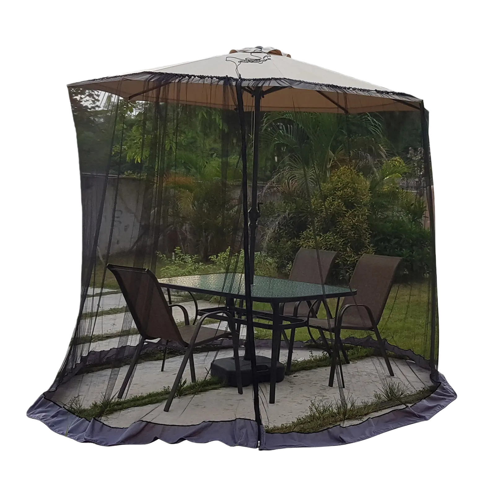 Patio Umbrella Netting 230CM Height Polyester Mesh Parasol Protective Screen Fit 250-300CM Umbrellas