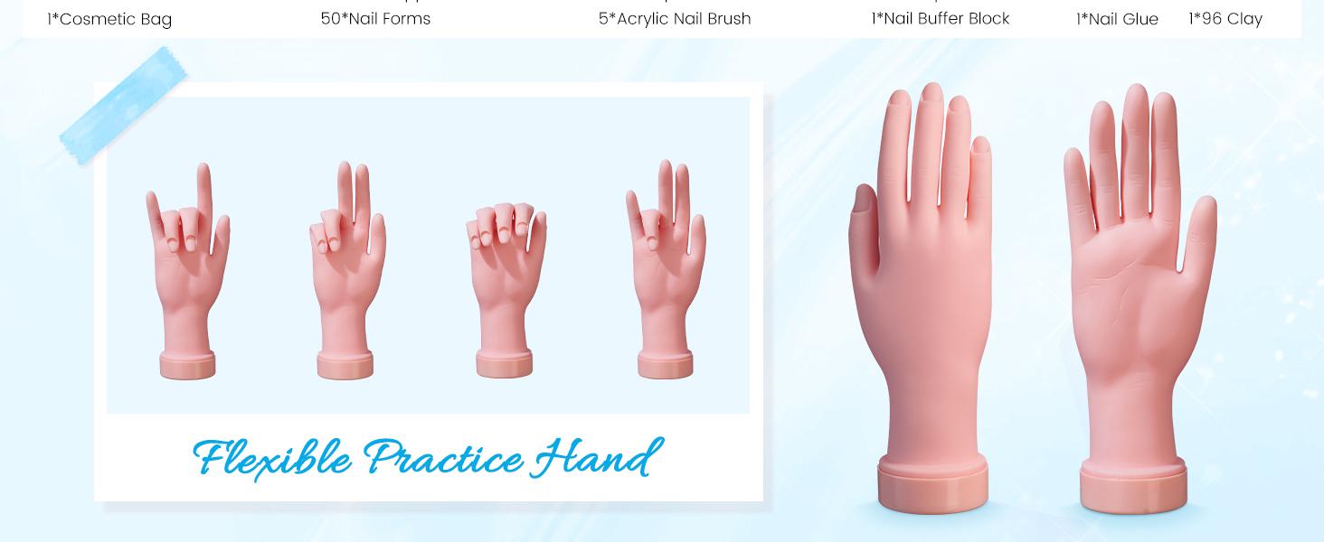 Nail Kit for Beginners with Everything: Professional Acrylic Powder Liquid Set with Nail Practice Hand Drill U V Light in Cosmetic Bag Gift for Women Salon Home (Blue)