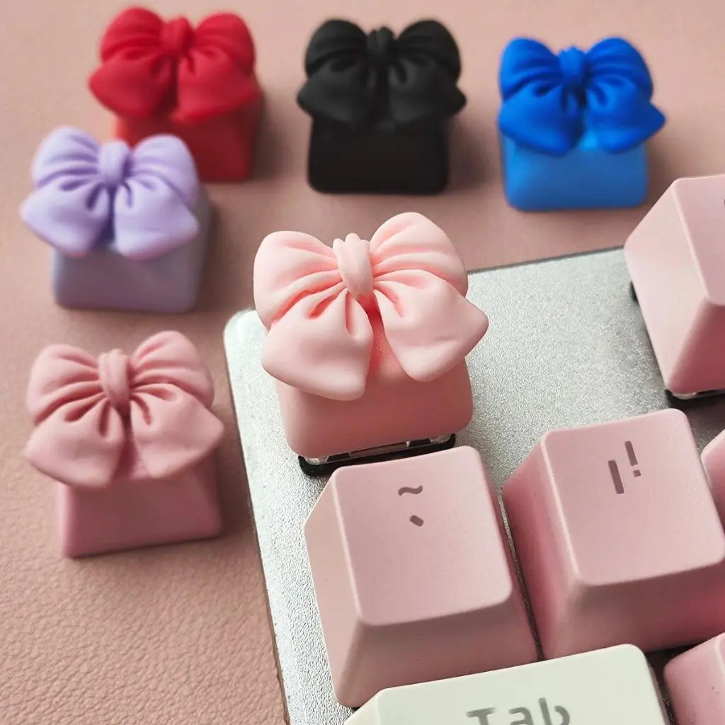 Kawaii Bow Keycaps for Mechanical Keyboard Kawaii Keycaps for MX Switches Adorable Keyboard & Desk Decor Gift for Girl