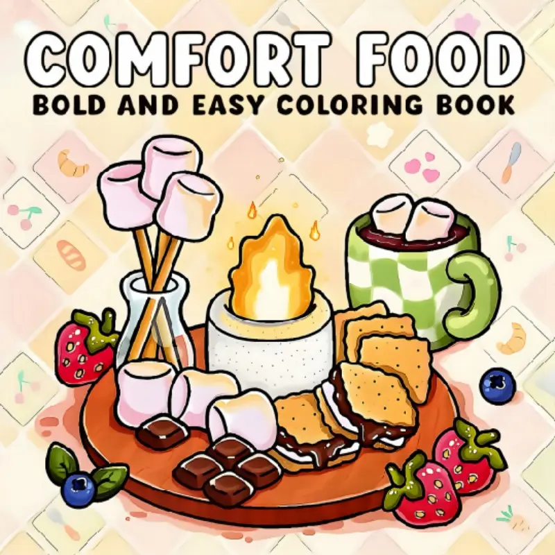 (24 pages) Comfort Food Adult Coloring Book: Easy Coloring, Bold and simple delicious snacks, inspiring artworks, perfect for relaxation, suitable for stationery and school supplies, ideal gifts for wedding season, Christmas, and Halloween