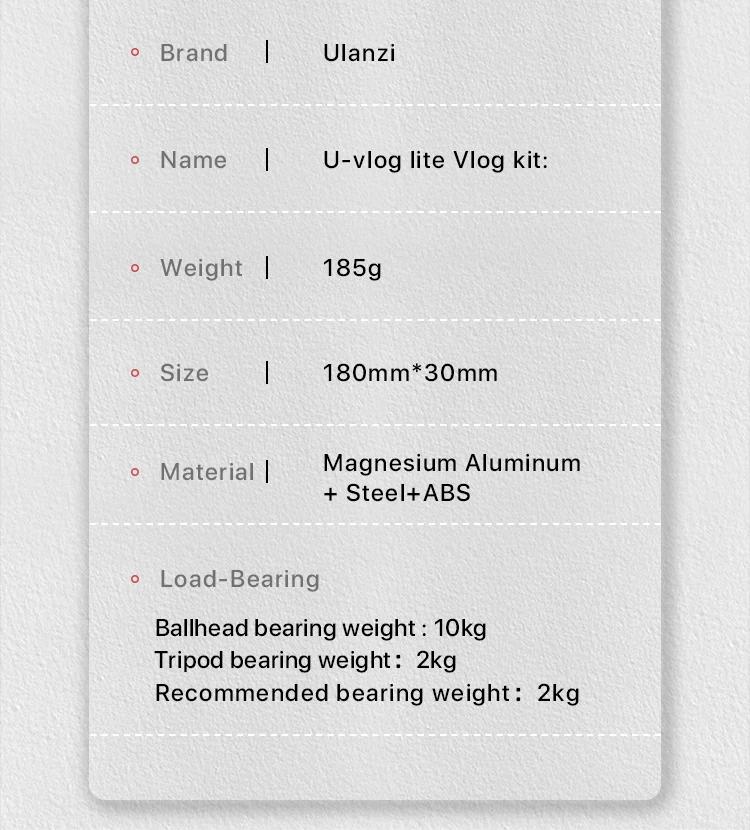 Ulanzi MT-14 Aluminum Alloy Tripod 2KG Load with 360° Ballhead 1/4 Screw Light Portable Vlog Kit Light Desktop Tripods For Phone