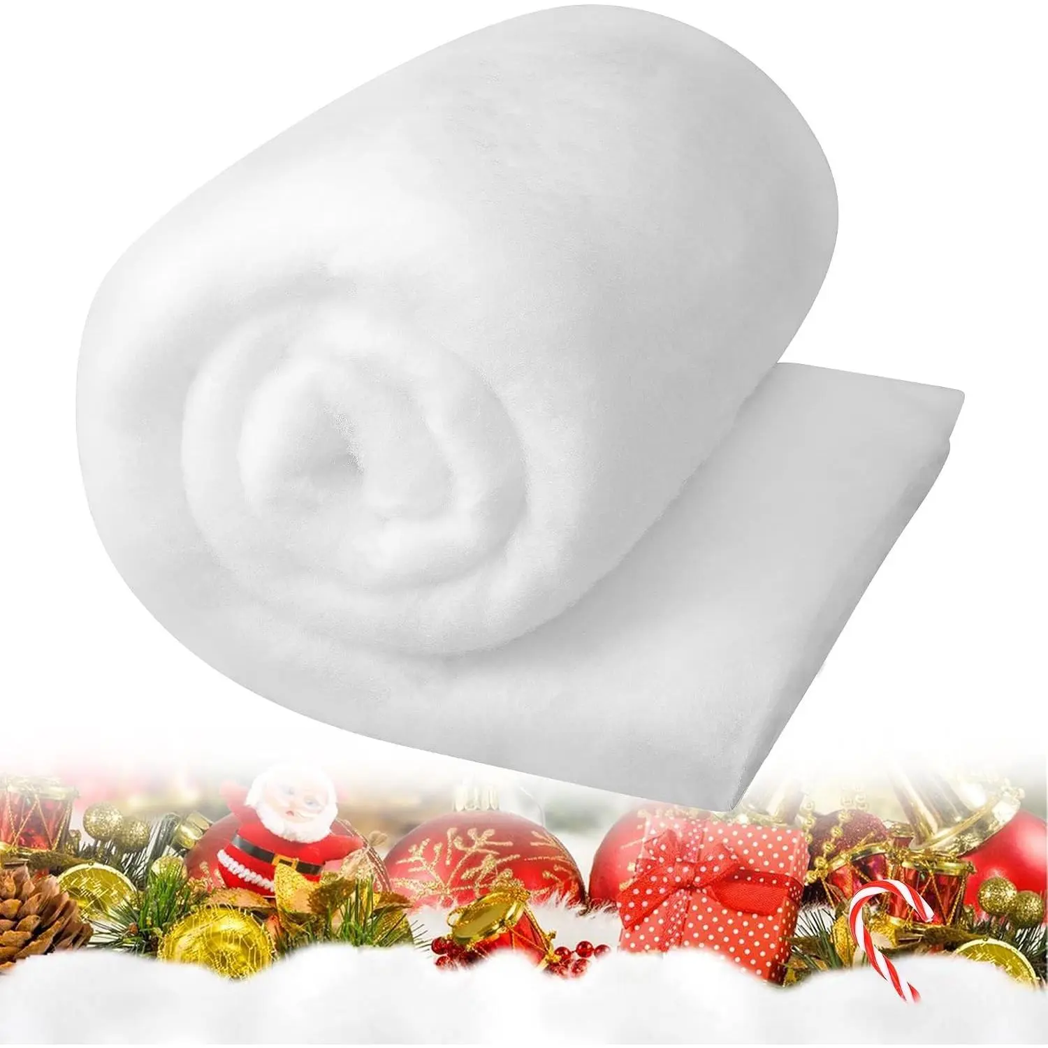 Christmas Snow Blanket Roll 5ft x 10ft Artificial White Snow Cover Soft Thick Fluffy Faux Indoor Snow Party Table Runner for Winter Village Holiday Crafts Backdrop Decor
