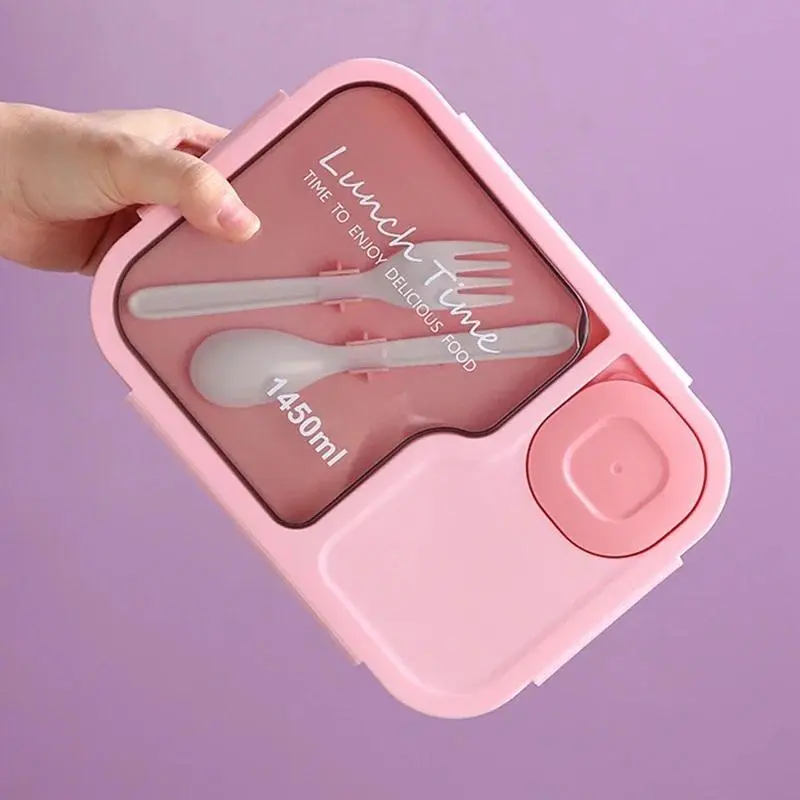 Bento Lunch Box For Kids Girls Cartoon Students Kawaii Cute Heated 3 Grid Sandwich Snack Food Box Special Canteen Food Storage
