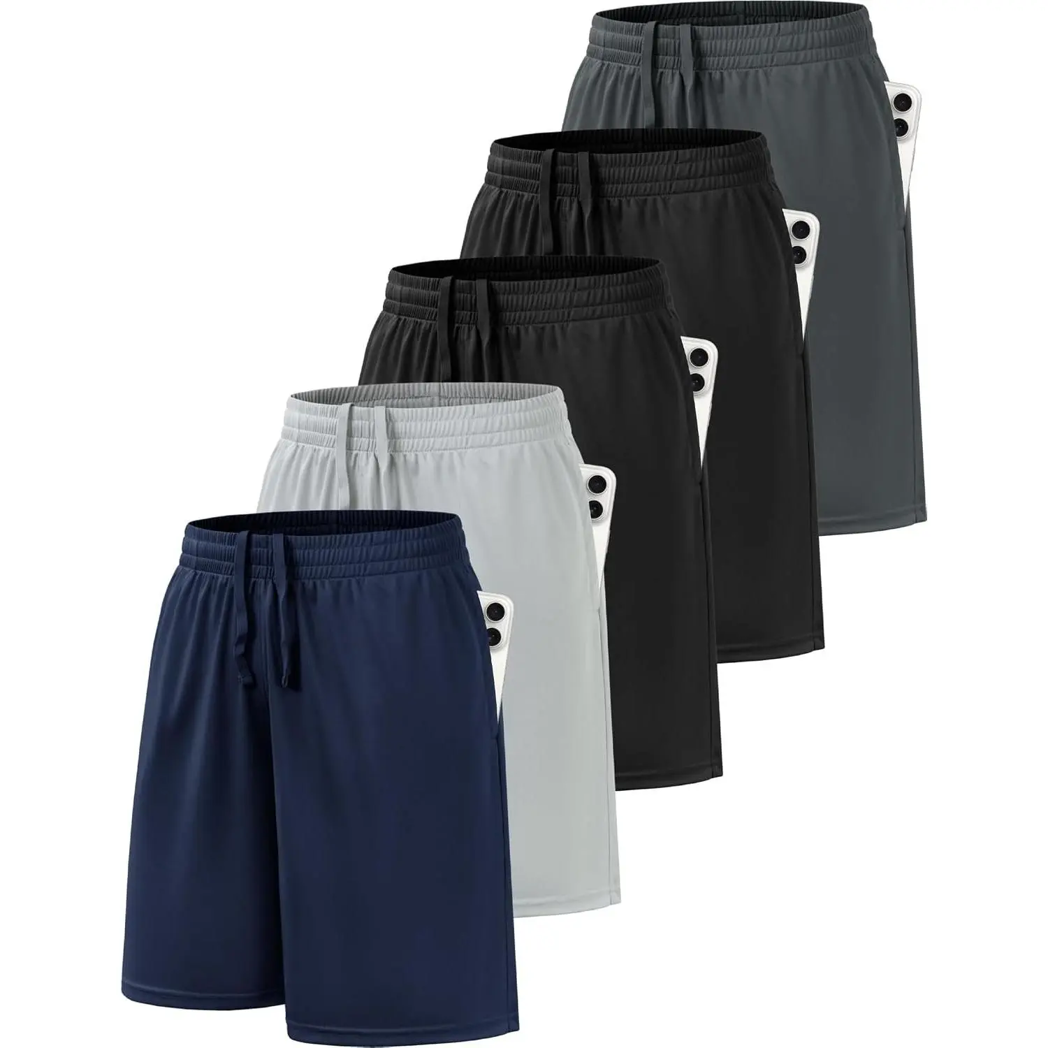 Boys Basketball Athletic Shorts with Pockets | Elastic Waistband, Quick Dry, Moisture Wicking, Active Performance, Soccer, Outdoor, Running, Gym, Youth, Teen, Kid Clothes