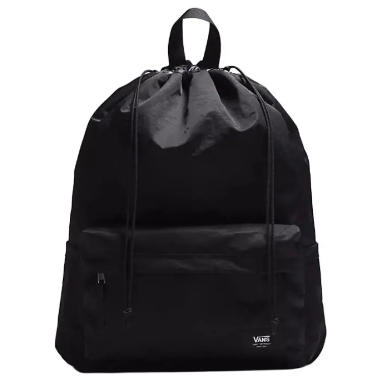 Vans Logo Casual Nylon Backpack for Men and Women, Unisex Style in Black
