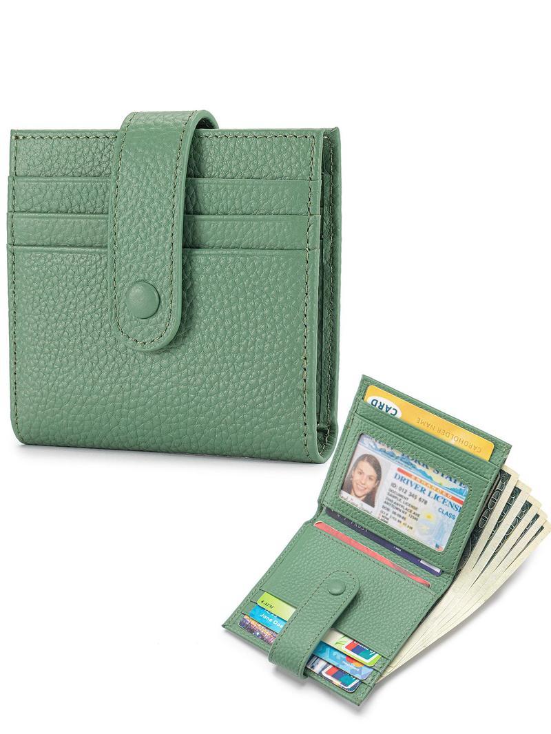 Women's Solid Color Leather Bifold Wallet, Fashionable Zipper Coin Purse with ID Window, Casual Versatile Card Holder for Daily Use