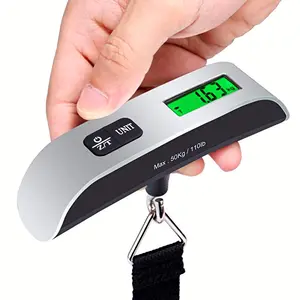 Travel Essentials, Backlight LCD Display 110lb/50kg Luggage Weight Scale for Travel Portable Handheld Scale, Temperature Sensor Kilograms Conversion