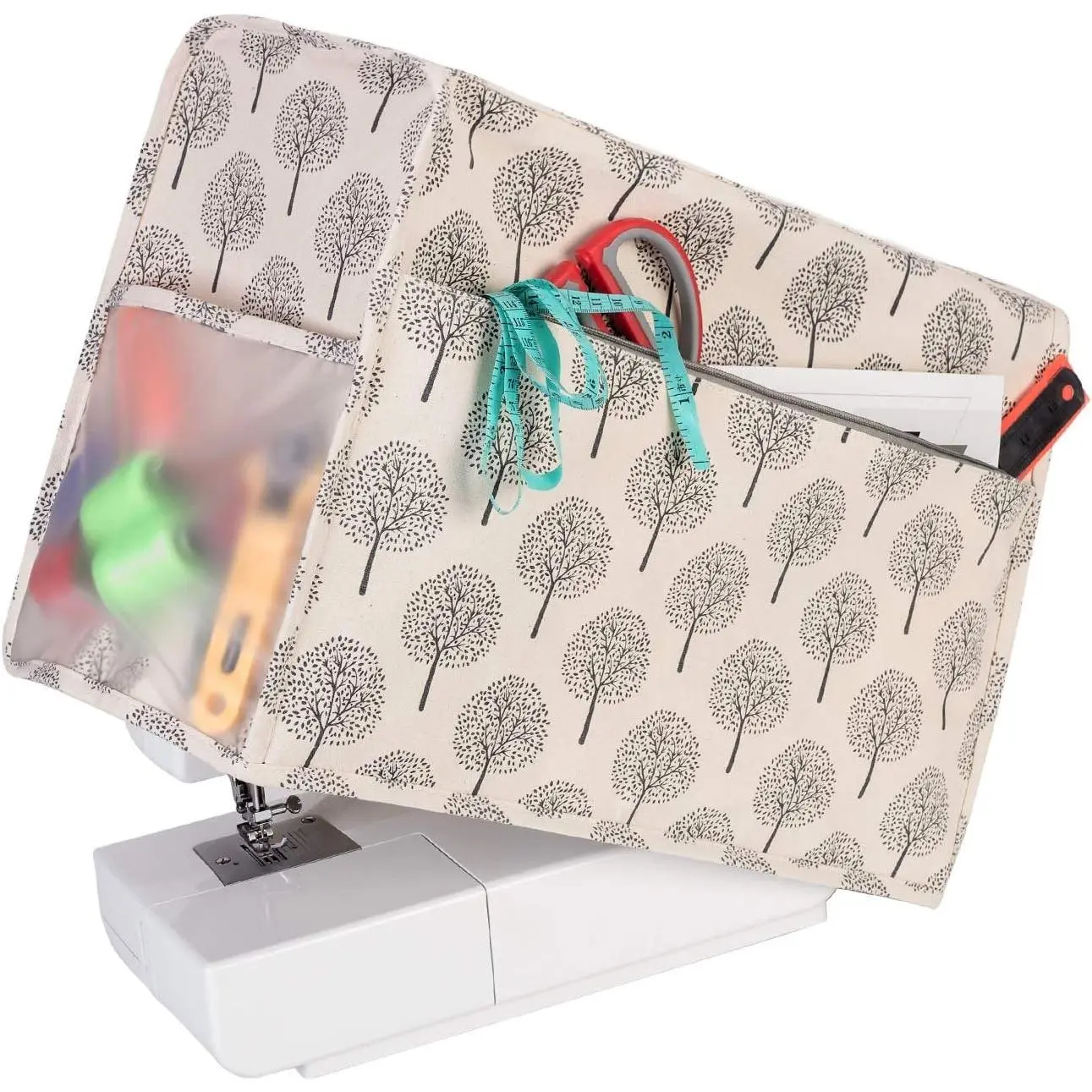 Sewing Machine Cover Protective Dust Cover with Pockets for Most Standard Sewing Machines and Accessories, Tree