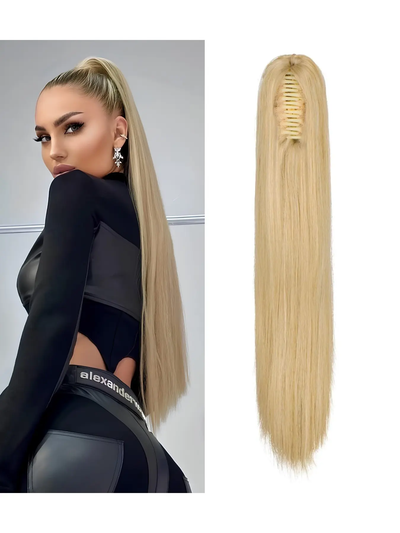 30 Inch Clip-In Ponytail Extension, Synthetic Fiber Extensions, Long Straight Synthetic Wig, Heat-Resistant, Natural Soft, Adds Volume, Daily Wear for Women