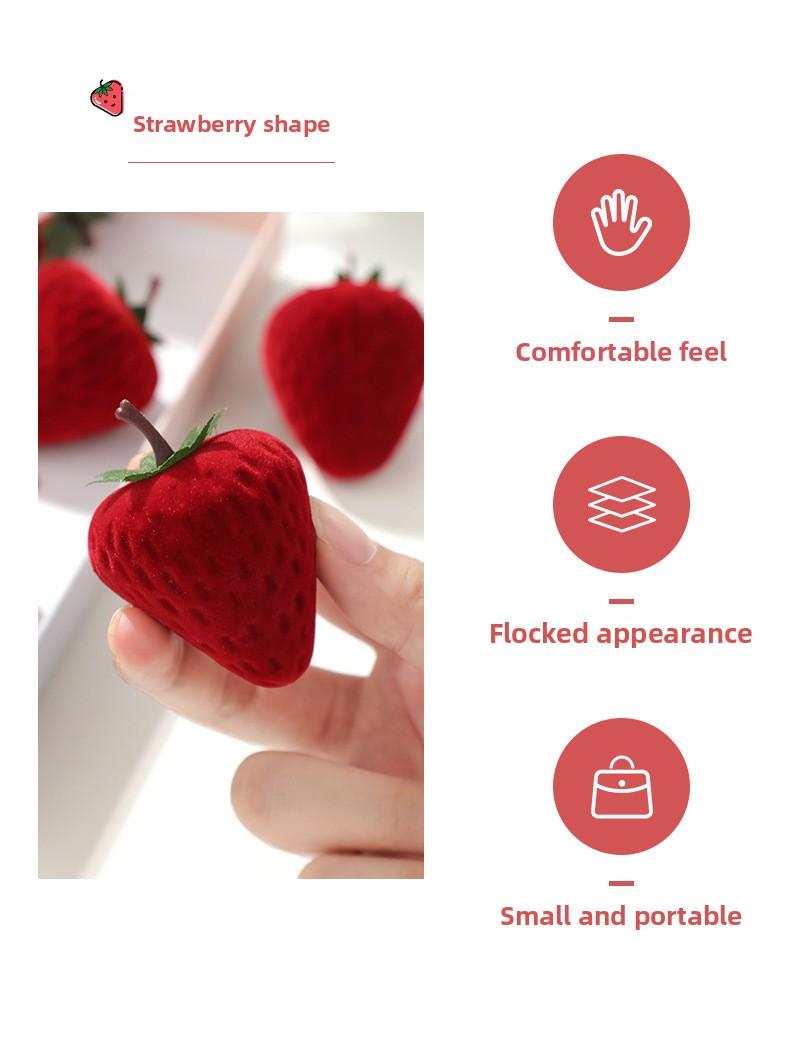 Strawberry ring box, cute children's jewelry box, velvet-lined storage gift box, accessory box, gift box