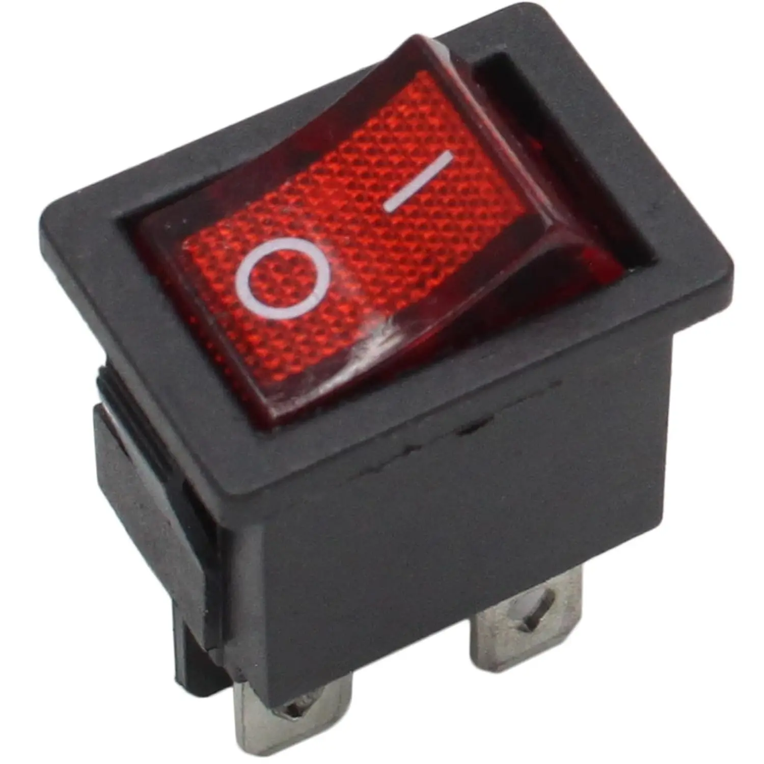 Mini Rocker , Red Button, 4 Pin, 5 Pack