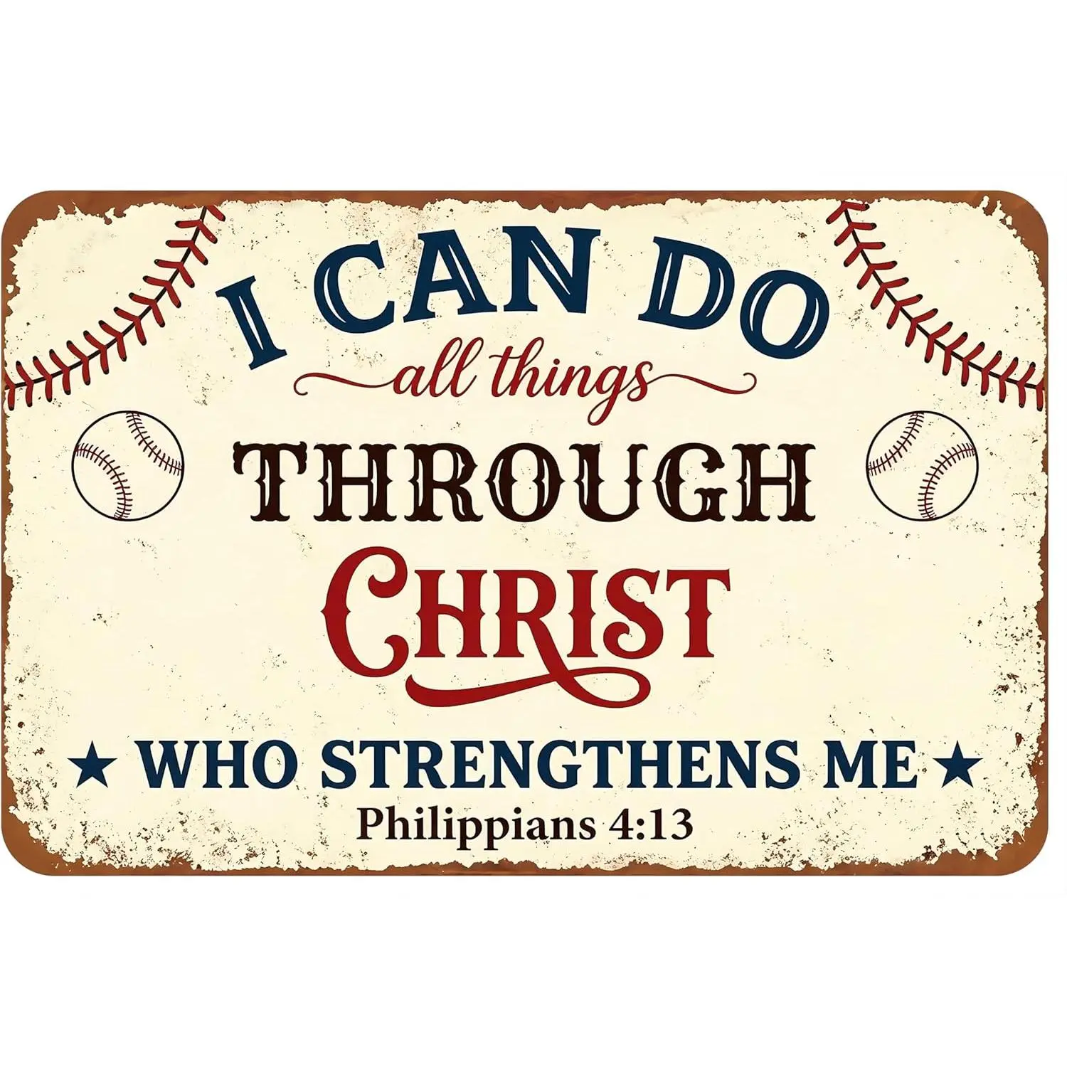 Vintage Baseball Themed Tin Sign - 12x8 in Decorative Metal Plaque, Inspirational Sports Wall Decor, Room Stuff for Boys, Game Room Gift for Sports Lovers