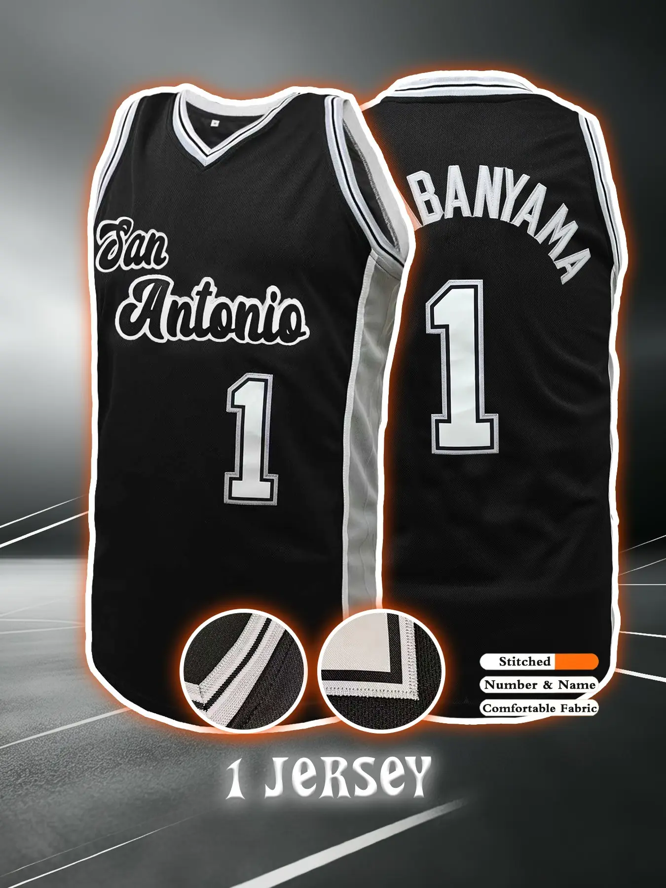 San Antonio #1 #2 Basketball Jersey, Embroidered Sports Top, Polyester Breathable, Retro Style, Collectible for Fans, Casual Sports Top