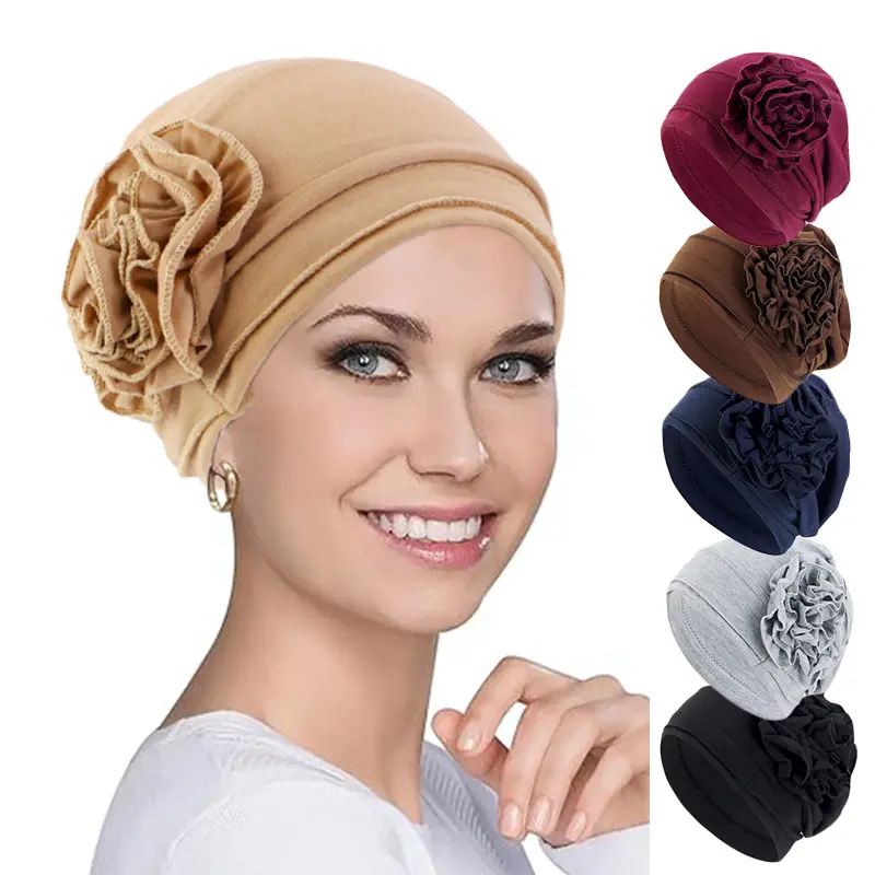 Cotton Floral Embossed Turban Hat, Pull-On Maternity & Chemo Head Cover
