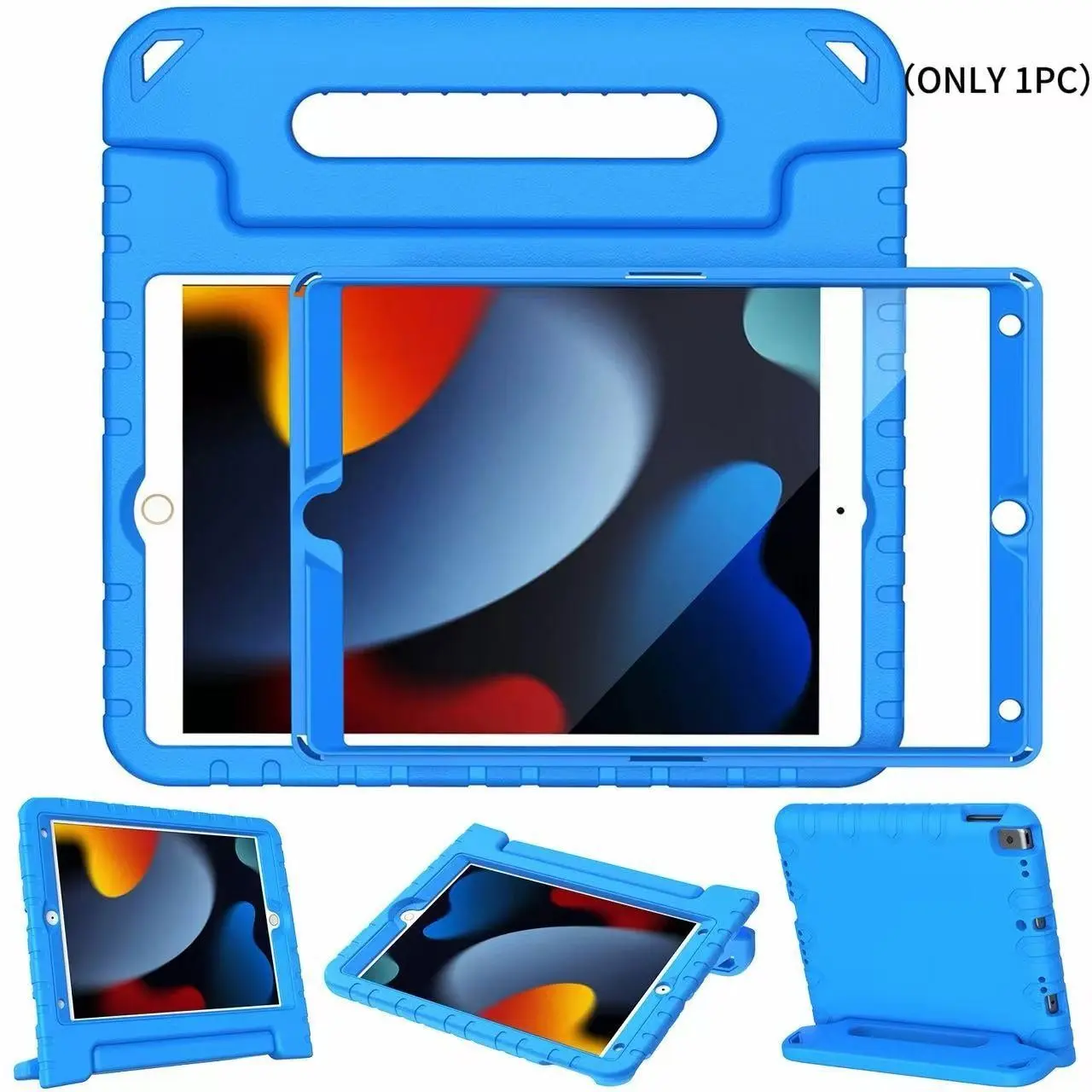iPad 5/6/7/8/9/10th Case with Screen Protector, Shockproof Foldable Handle Stand, Protective Cover for iPad Models, iPad Tablet Cover, Durable and Secure