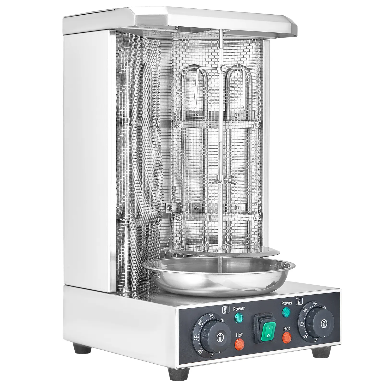 Shawarma Grill Machine, Chicken Shawarma Cooker Machine with Burners, 1700W Power, 5 RPM Motor Speed, Independent Temperature Control, 360° Rotational Heating
