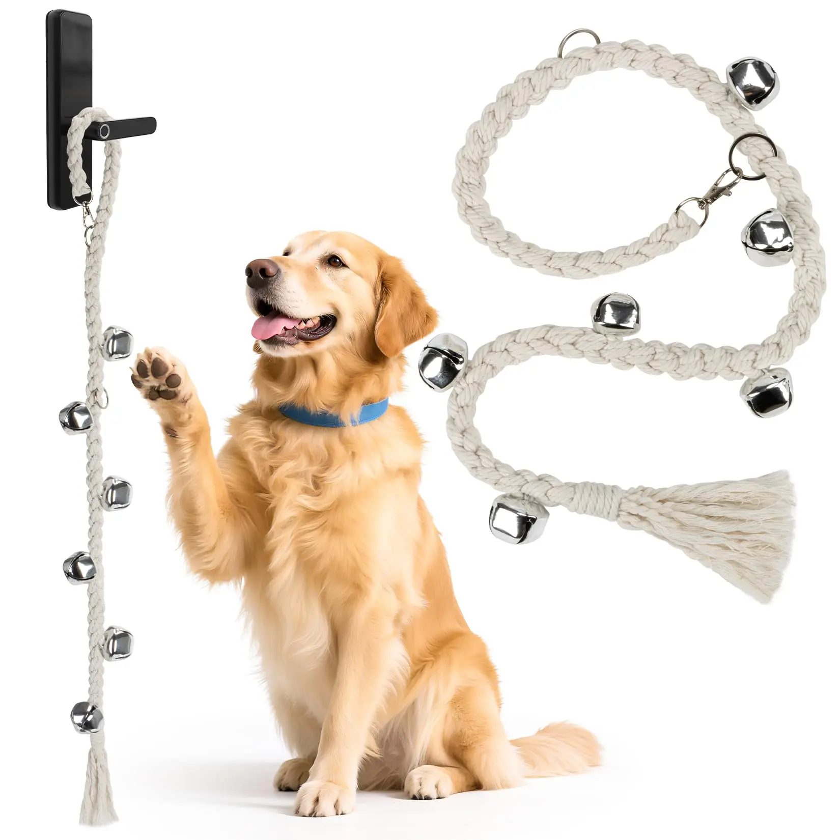 Outdoor Potty Dog Bell, Adjustable Length Training Bell Rope, Dog Outdoor Trainer, Ideal for Potty and Outdoor Training, Puppy Training Tools