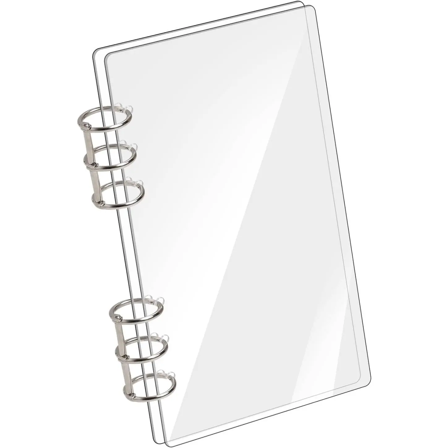 A6 Binder 6-Ring Clear  Binder Notebook Cover A6 Planner Budget Binder Loose Leaf Folders Refillable with  Metal Round Ring for Student Refillable Travel Office Supplies