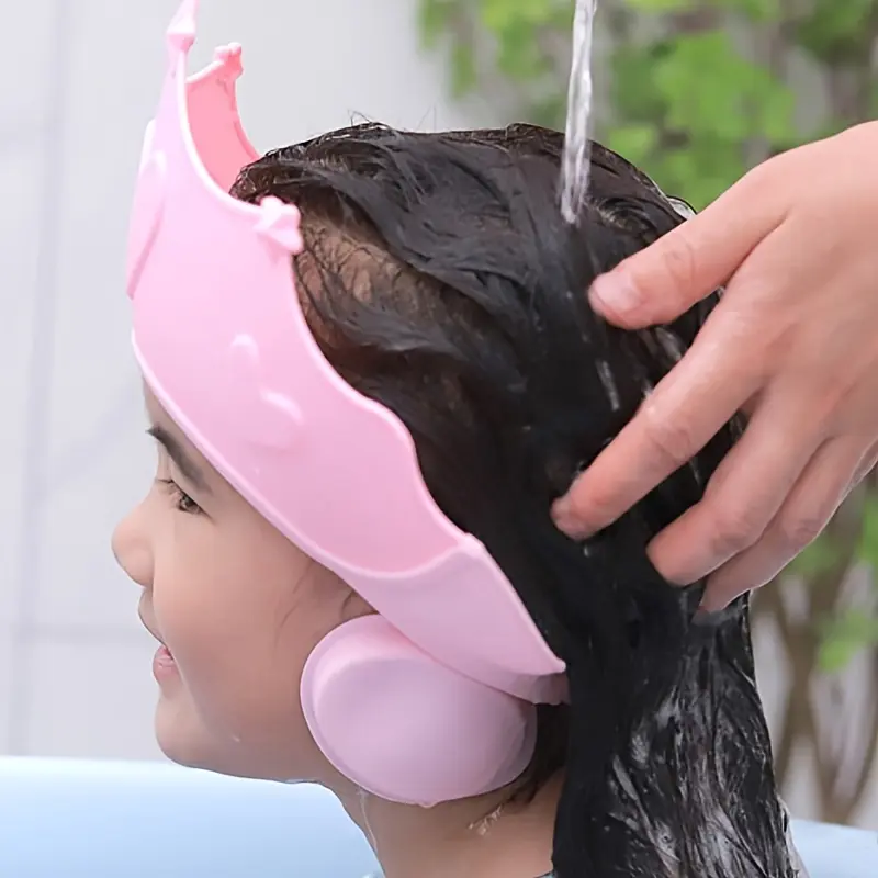 1pc Adjustable Crown Ear Protection Bath Cap • Suitable for and Shampoo Caps • Hair Washing Caps • Bathing Caps