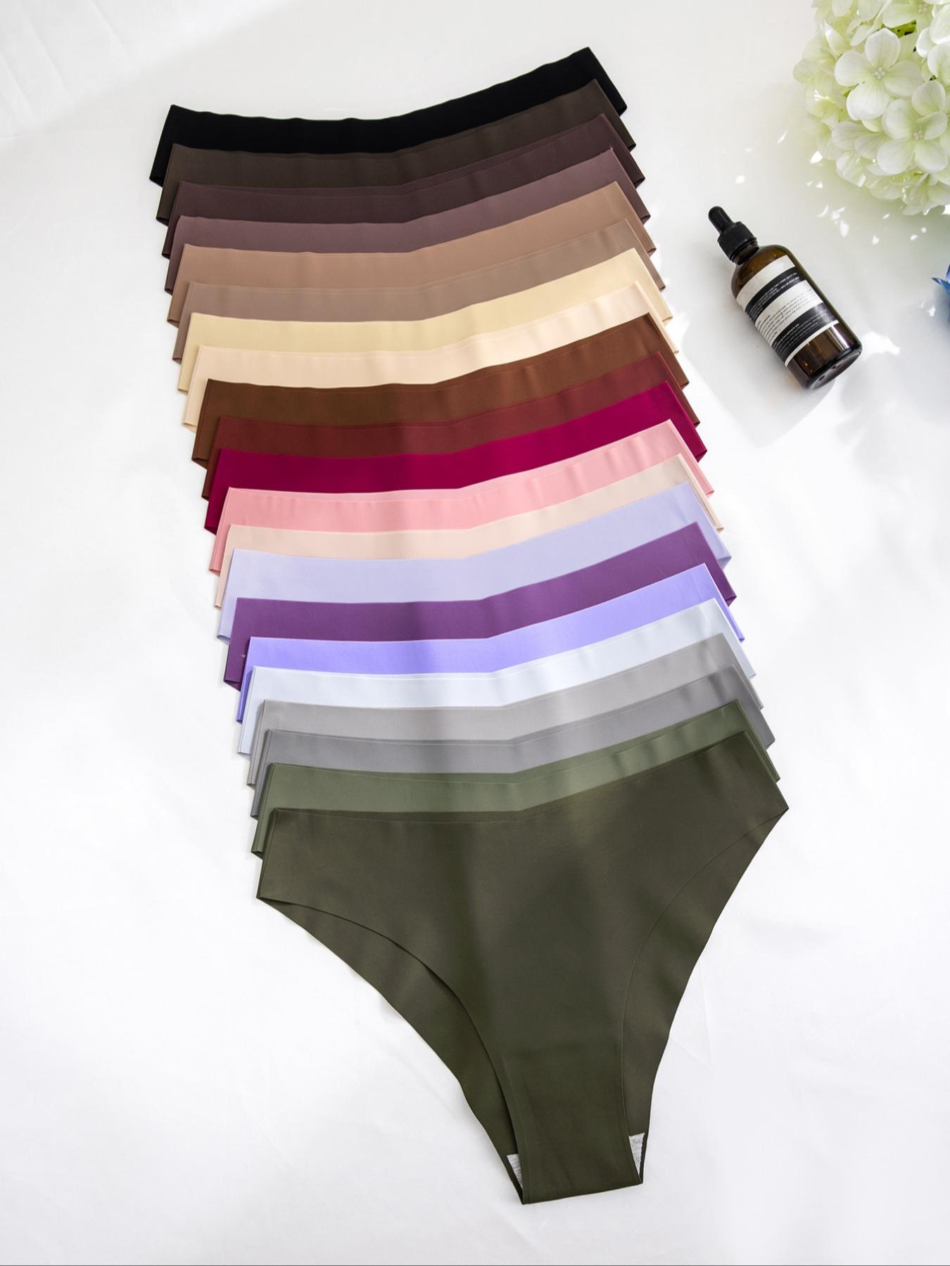 Women's Solid Color Drop Waist Seamless Knicker, Soft Comfy Breathable Panty for Daily Wear, Underwear for All Seasons Option, Fashion Comfy Underwear