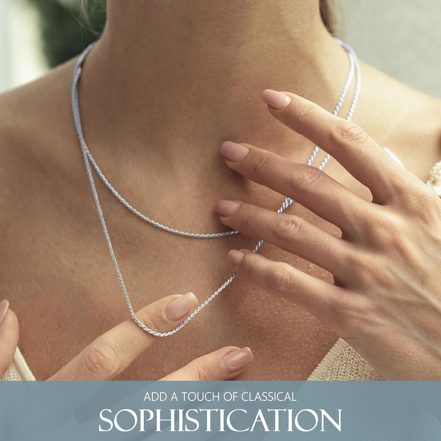 Solid 925 Sterling  Cut 1.6mm Rope Chain Necklace for Women - Italian Made Durable   16 18 20 22 24 30 Inch