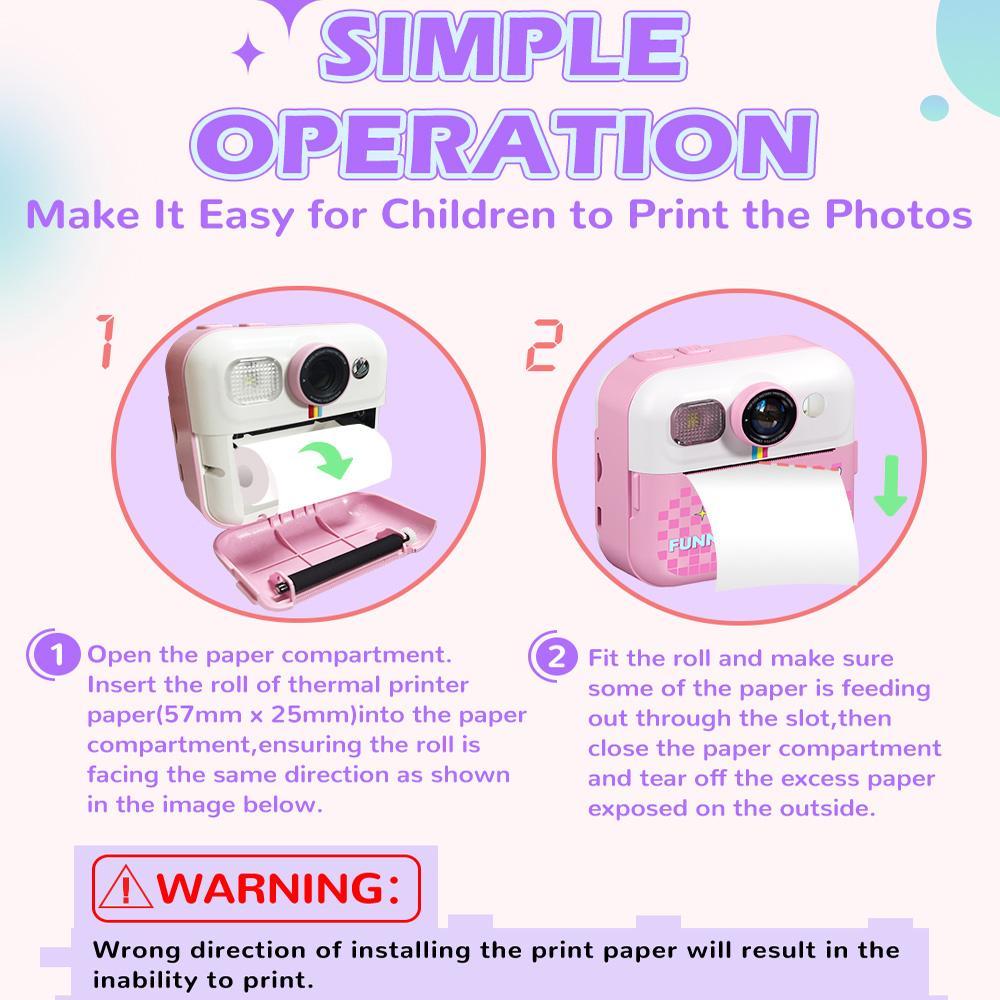 KGG Instant Print Photo Camera, 1 Count LCD Screen Digital Portable Camera with 32G TF Card & Photo Paper, Mini Thermal Printer Video Educational Toy Gift, Gifts