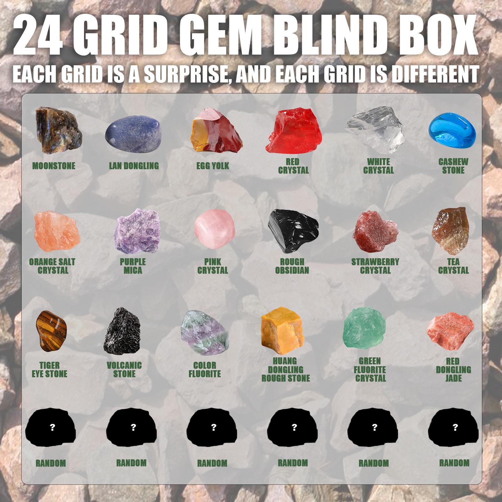 24-Grid Mineral Blind Box Green Christmas Surprise Guessing Fun Small Gift Blind Box