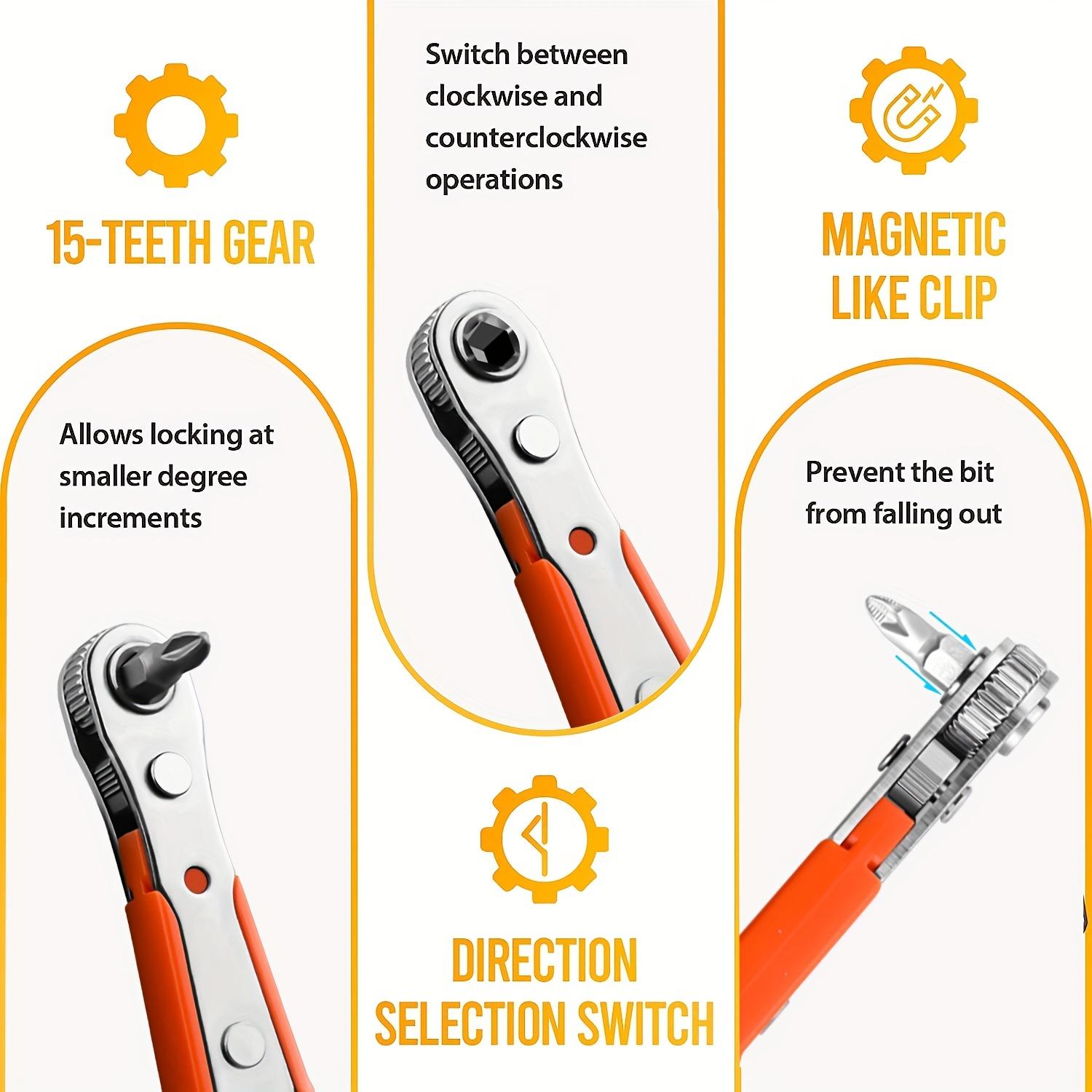 Right Angle Screwdriver Set, Mini Ratchet Screwdriver Set, Multifunctional Screwdriver Set for Small Spaces