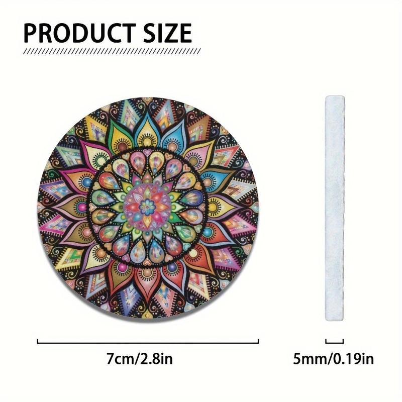 Mandala Flower Pattern Car Coaster, Round Anti-slip Car Cup Holder Coaster, Universal Car Interior Decoration Accessories for Women & Men, Car Trinkets Accessory, Car Interior Set, Car Interior Kit, Car Interior Decorative