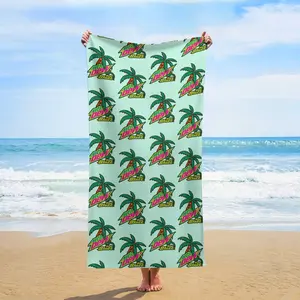 Mtn Dew Baja Blast Palm Tree Beach Towel,Retro Tropical Baja Blast Logo Print Quick Dry Beach Towel,Light Green Summer Pool Towel,Perfect Gift For Mtn Dew Fans For Pool Party Bath Travel Swimming