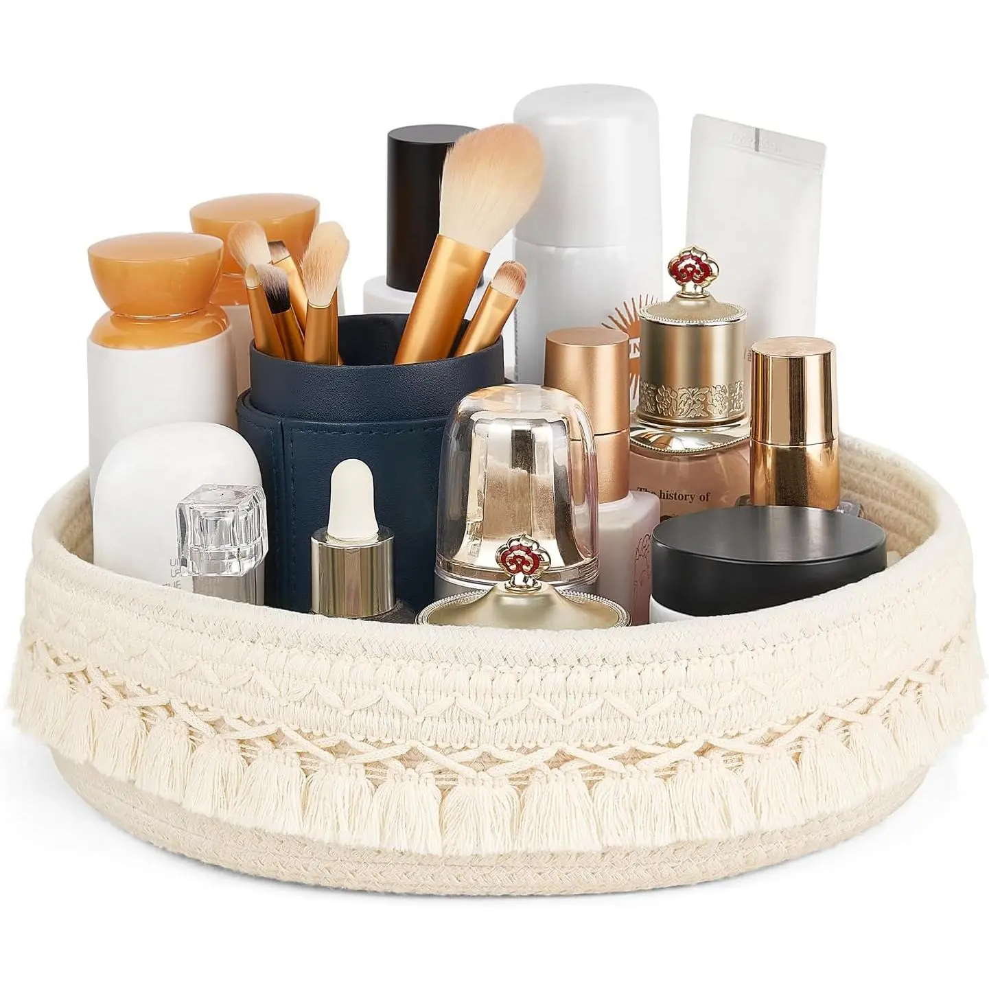 Makeup Perfume Holder Organizer Macrame Decorative Woven Rope Basket Boho Decor  Desk Storage Baskets for Dresser  Care  Essential Oils Dorm Room Essentials